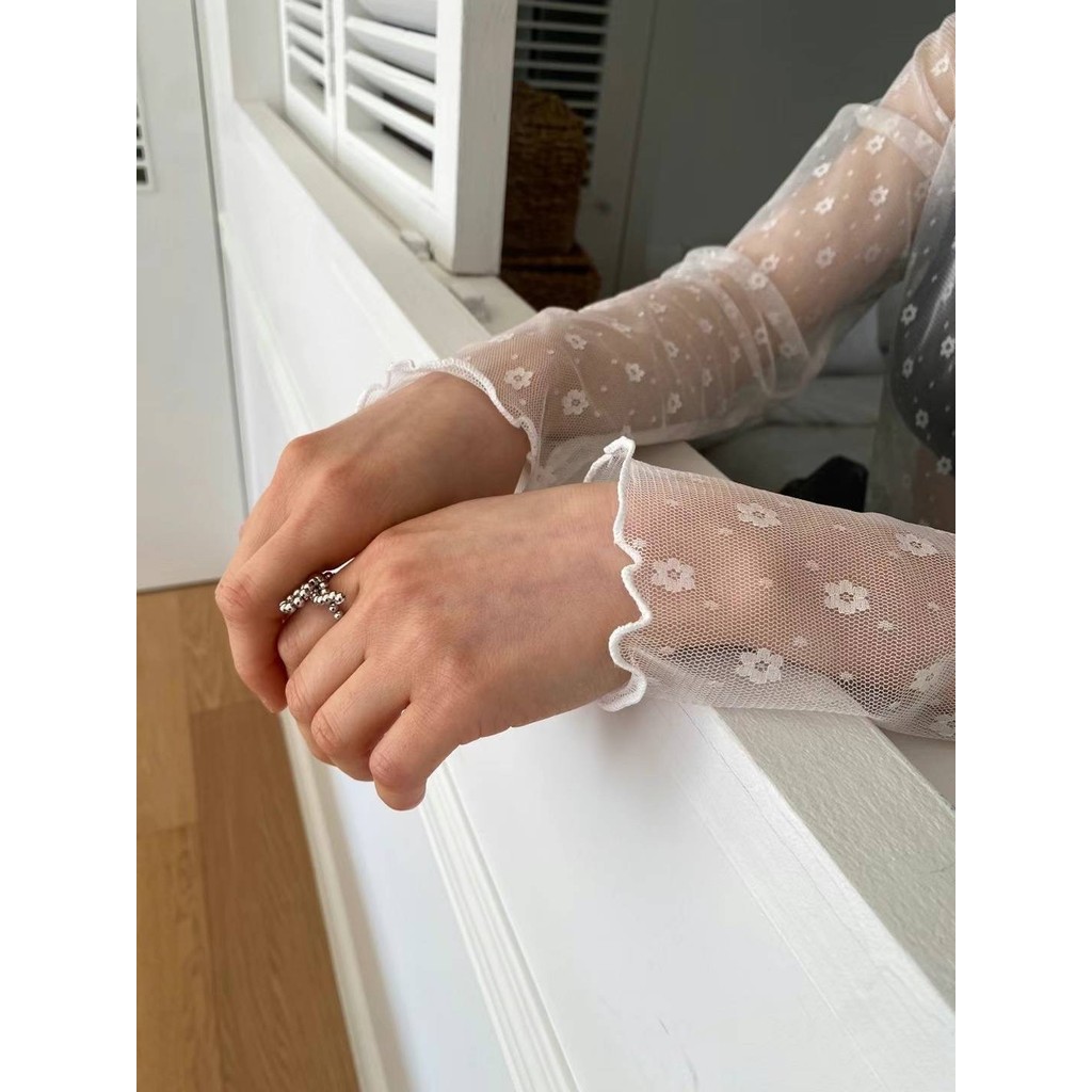 สาวเผ็ด เสื้อยืดแขนยาวโปร่งใสสำหรับผู้หญิง ชุดสลิปฤดูร้อน ชั้นในผ้ากอซบาง ชั้นนอกผ้าไหมเย็น ปกป้องแสงแดด เสื้อคลุมตาข่าย E56S - รูปที่ 6