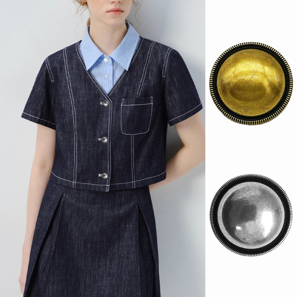 10ชิ้นมินิมอลรอบปุ่มโลหะสําหรับวินเทจเสื้อคลุมและแจ็คเก็ต,1.5/2/2.5เซนติเมตร,ปุ่มเย็บผ้าคลาสสิก,อุปกรณ์ตัดเย็บ ทําเอง,เงิน/ทองโบราณ