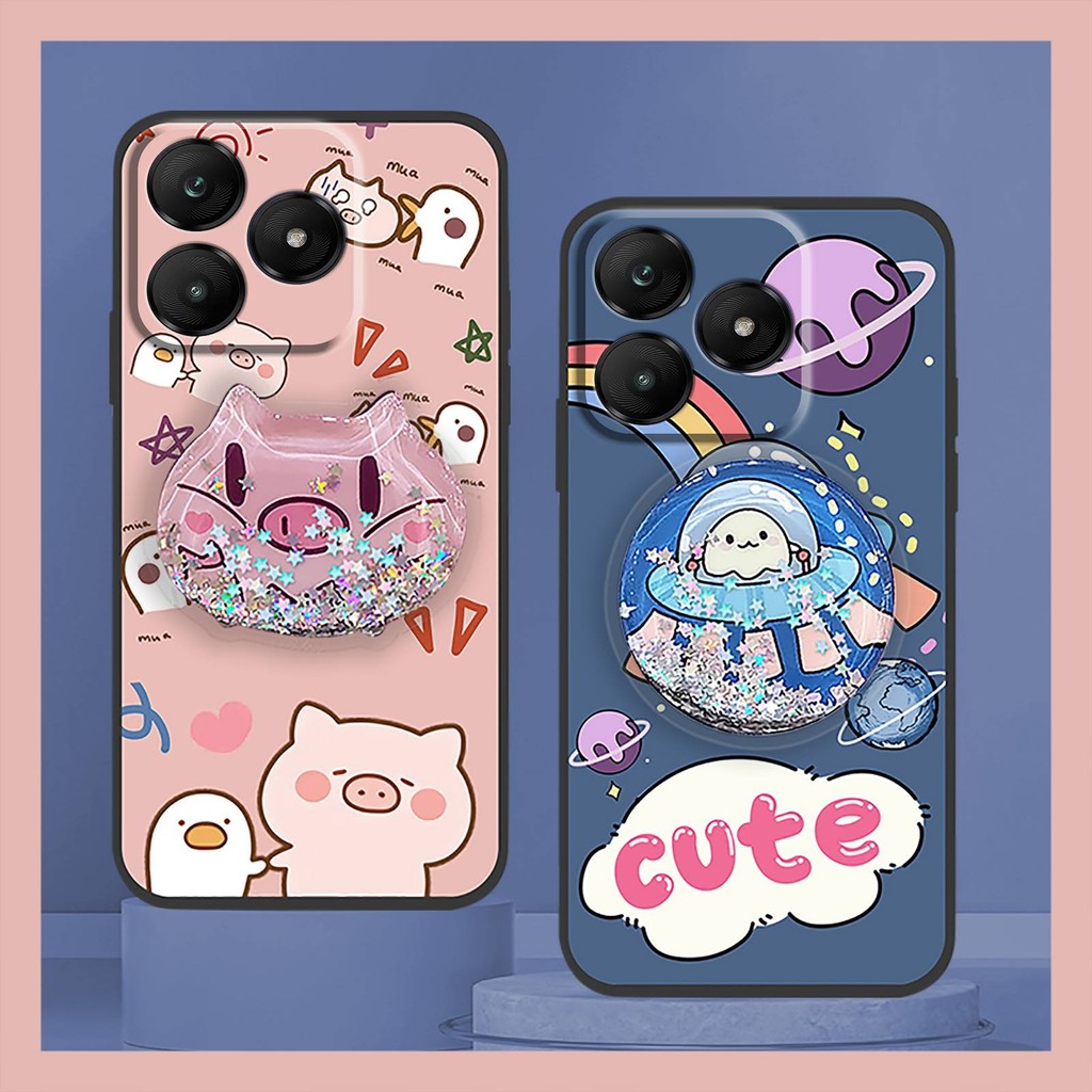 ขาตั้งหมุนได้ Anti-knock เคสโทรศัพท์สําหรับ Wiko T20 กันน้ําป้องกัน quicksand ทนทานโปร่งใสเลนส์โทรศัพท์ป้องกัน Kickstand ฝาหลังป้องกันฝุ่นน่ารักการ์ตูนซิลิโคน TPU