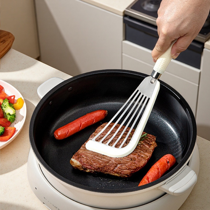ตะหลิวซิลิโคนสำหรับกระทะเทฟลอน | Heat-Resistant Silicone Spatula with Flexible Edge for Non-Stick Pan & Eggs