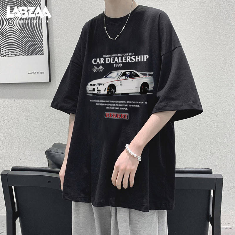 เสื้อยืด oversize✨คอกลมแขนสั้น วินเทจฟอกน้ำ ใส่สบาย ไม่ต้องรีด แนวสตรีทแฟชั่น รูปแบบรถสปอร์ตสุดหล่อ YG773 ราคา ถูกที่สุด ดีลบีเคเค แกลเลอรีภาพที่ 2