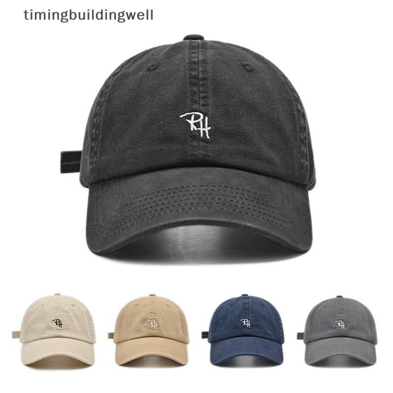 Twth 1 ชิ้น Simple Letter เบสบอลหมวกผู้ใหญ่ปรับ Breathable ผ้าฝ้ายกีฬา Casual หมวกแฟชั่น All-match V