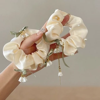 Fairy Lily of The Valley ดอกไม้เชือกผมผูกผมยางรัดหัวเชือก Scrunchies