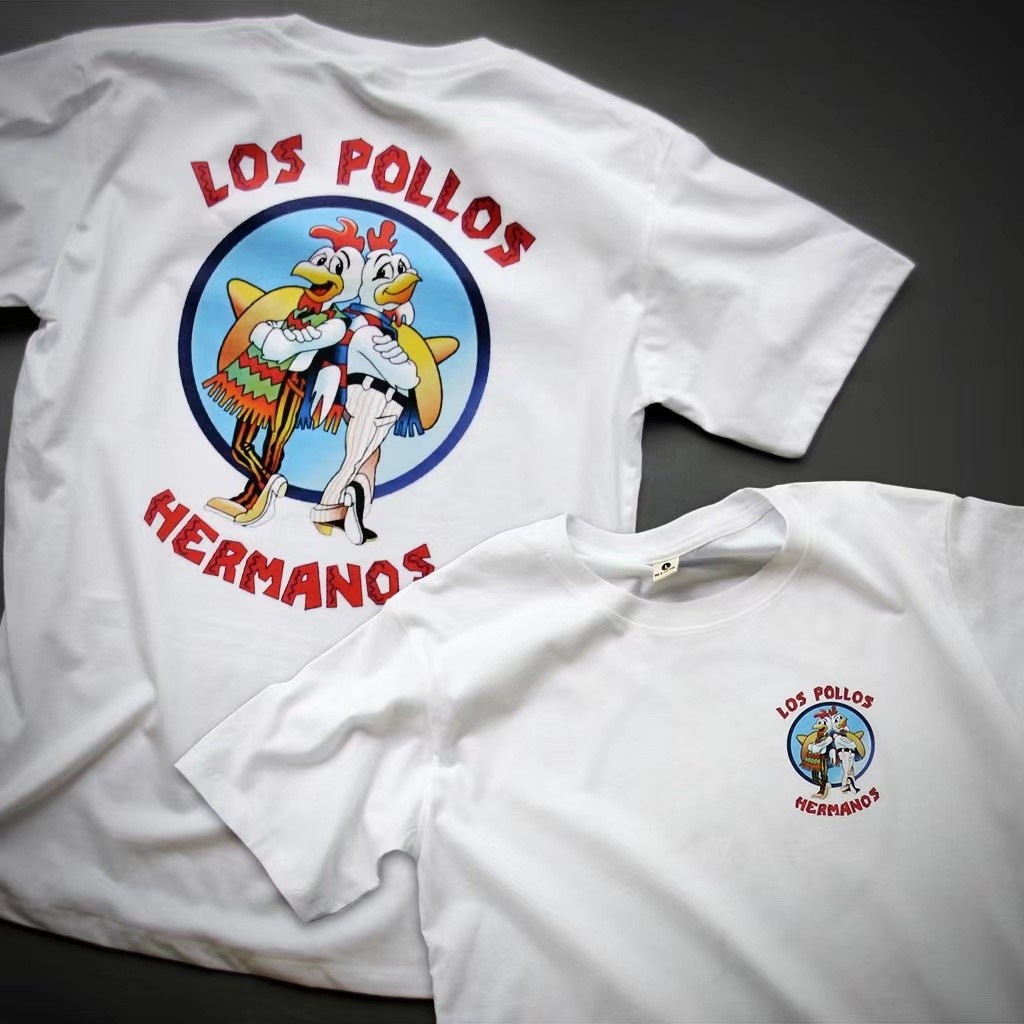 เสื้อยืดคอกลมผ้าฝ้าย Los Pollos Hermanos พิมพ์ลายจากซีรีส์ทีวี Breaking Bad and Saul