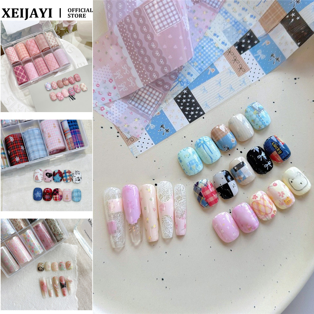XEIJAYI 10 ชิ้น/1 กล่องเล็บ Transfer กระดาษชุด Starry Sky Transfer กระดาษที่มีสีสัน Decal ตกแต่งเล็บเล็บเครื่องมือสําหรับเล็บ Shop ราคา ถูกที่สุด ดีลบีเคเค