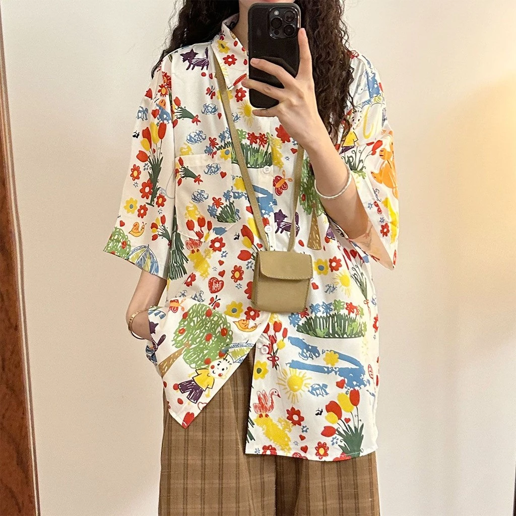 เสื้อลายดอกไม้แขนสั้นผู้หญิง ไซส์ L-2XL สไตล์เกาหลี thumbnail 7