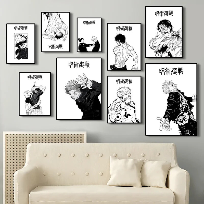 Jujutsu Kaisen Prints Poster Anime Figure Itadori Yuji Gojo Satoru Fushiguro Toji Canvas Painting Ho