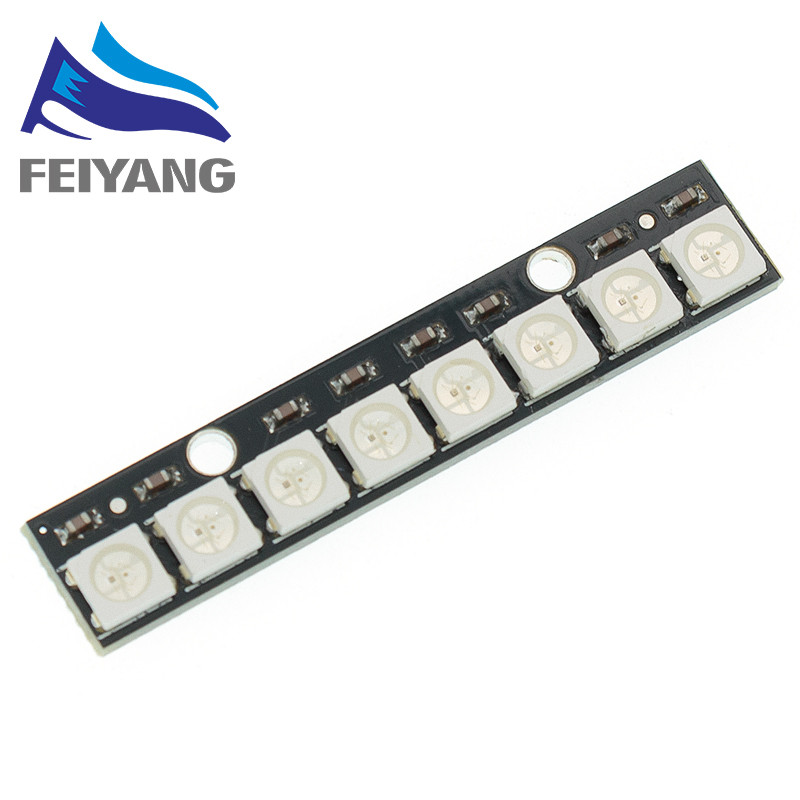8 ช่อง WS2812 5050 ไฟ LED RGB บอร์ดพัฒนาไดรฟ์สีเต็มรูปแบบในตัว