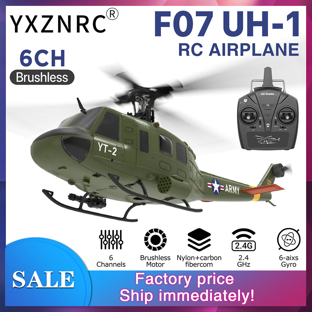 YUXIANG F07V UH-1 เฮลิคอปเตอร์ Aileronless UH-1D 2.4G 6CH มอเตอร์คู่ 6 แกน Gyro RC Airplan 1/34