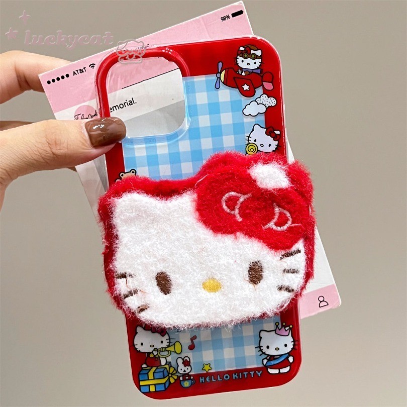 Iphone 16 15 14 13 12 11 Pro Max X Xr Xs Max 7 8 Plus SE2020 เคสโทรศัพท์การ์ตูนน่ารัก 3D DIY ตุ๊กตาสีแดง KT Cat รูปแบบ Clear Soft ฝาหลัง ราคา ถูกที่สุด ดีลบีเคเค