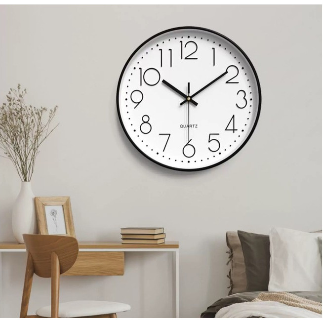 นาฬิกาแขวนทรงกลม เรียบง่ายและมีสไตล์ นาฬิกาเดินเงียบ wall clock