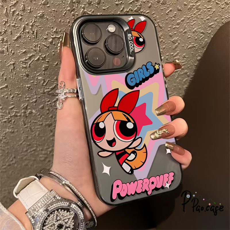 เข้ากันได้เคสไอโฟน 16 11 13 15 14 12 Pro Max XR 7Plus X XS Max 16 7 8 15 14 Plus SE 2020 การ์ตูนแฟชั่น Powerpuff Girls
