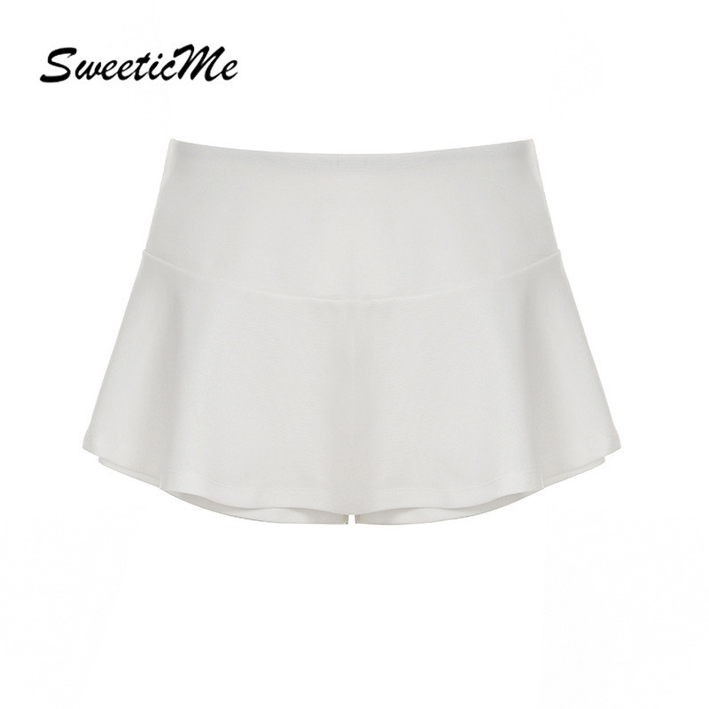 Sweeticme ผู้หญิง 2025 แฟชั่นใหม่เอวต่ําเรียบง่ายสลิมฟิตทุกการแข่งขันกระโปรงมินิ