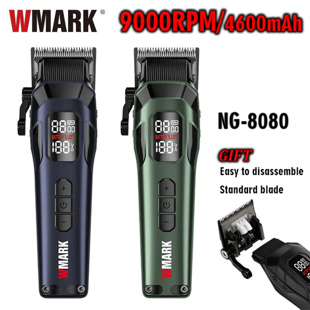 9000RPM WMARK NG-8080 ปัตตาเลี่ยนมืออาชีพ DLC FADE ที่กันจอนใบมีดพร้อม
