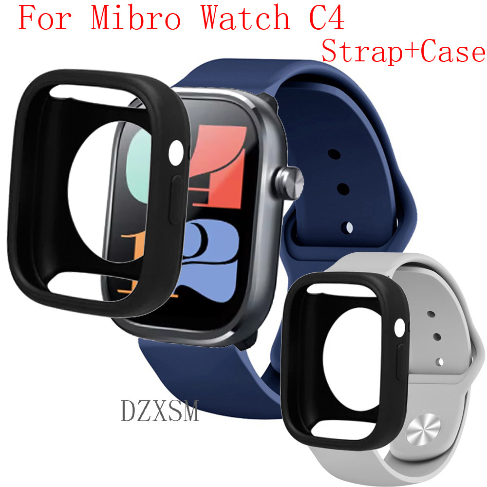 สาย Mibro Watch C4 เคส สายรัด + สําหรับ Mibro นาฬิกา C4 คลุมทั้งหมดป้องกันหน้าจอซิลิโคนสมาร์ท Watchband สร้อยข้อมือกันชนนาฬิกาอุปกรณ์เสริม