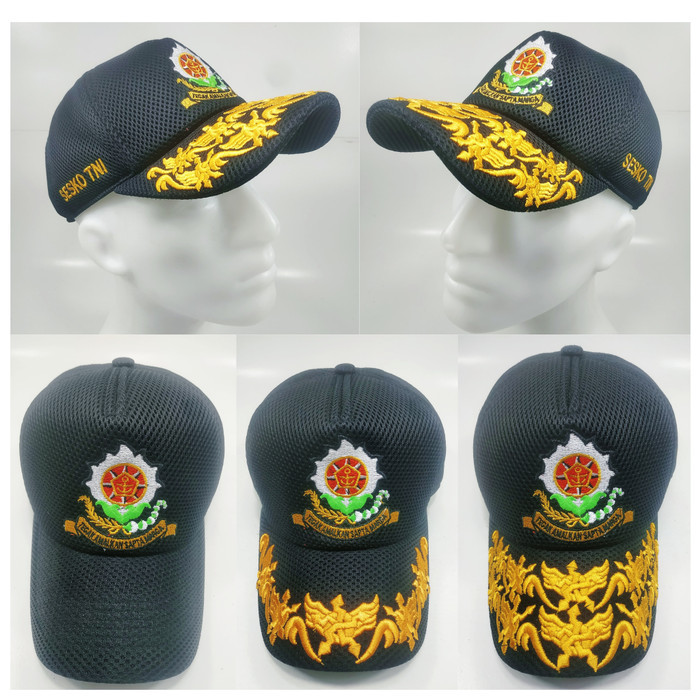 หมวก TNI AU Double Mess Sesko สีดํา คุณภาพดีที่สุด Premium