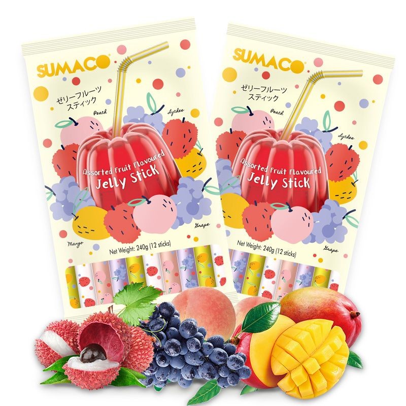 ล. L.malaysia ขนมนําเข้า SUMACO SUMACO Comprehensive Fruit Flavour Bar Jelly Suckable Jelly 240g2024