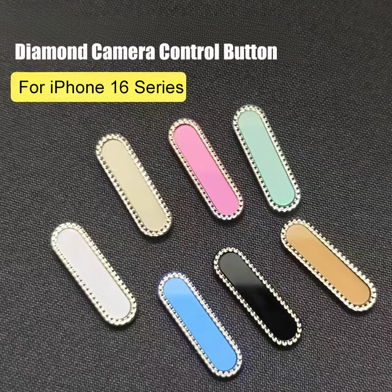 Iphone16 16Pro 16ProMax 16Plus โลหะอลูมิเนียม Bling เพชรปุ่มควบคุมกล้อง Sensitive Capture ปุ่มสําหรับ iPhone 16 Pro Max Plus Anti Scratch เลนส์ปุ่ม Protector