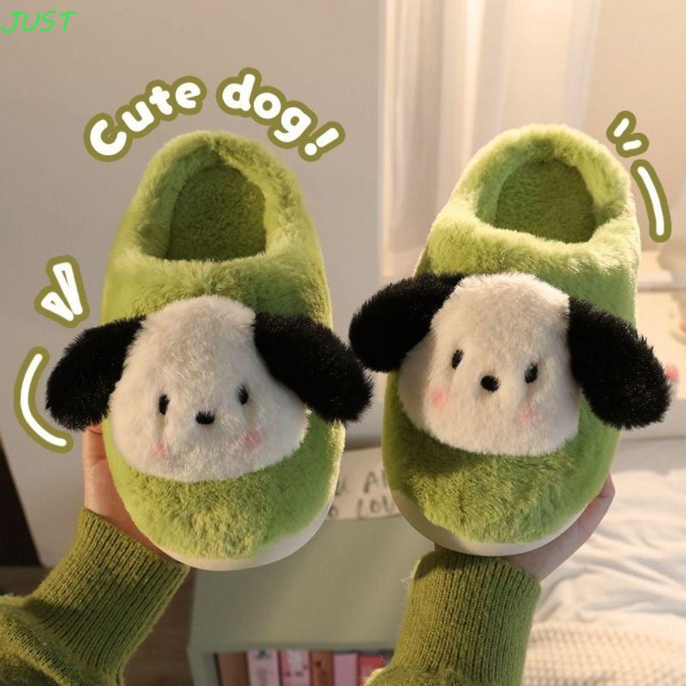Just Pochacco Plush รองเท้าแตะ, นักเรียน Warm Fur ฤดูหนาว Fluffy รองเท้าแตะ, Kawaii หอพักห้องนอน Anti Slip บ้านรองเท้าแตะรองเท้าหญิง