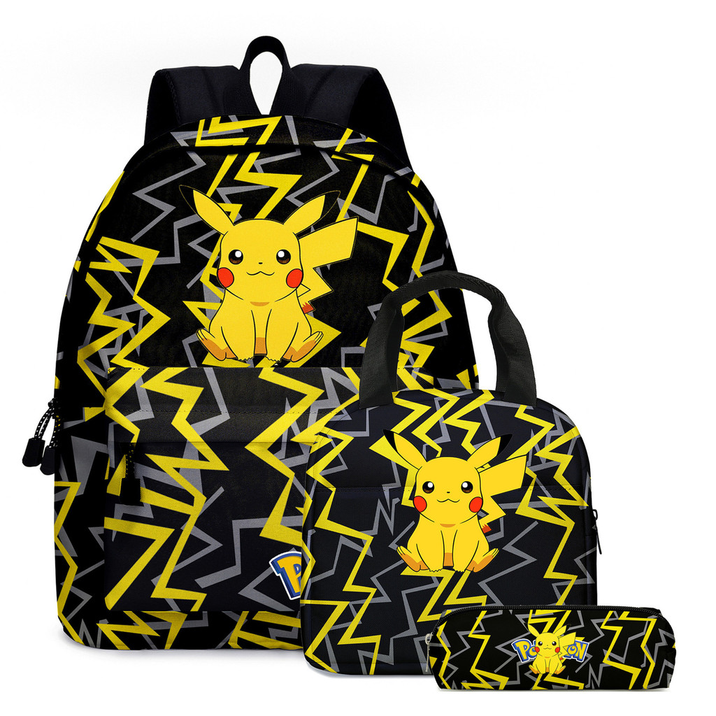 Pokemon Elementary School Students กระเป๋านักเรียน Pokémon Pikachu Backpack+กล่องดินสอ+กระเป๋าใส่ข้าวกลางวัน ราคา ถูกที่สุด ดีลบีเคเค แกลเลอรีภาพที่ 2