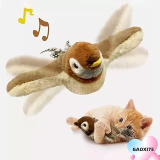 Gaoxi75 Flapping Bird Sparrow ของเล่นแมว, USB อิเล็กทรอนิกส์ Interactive Flying Bird ของเล่นแมว, Hangable Touch-Activated Vivid Chirping สัตว์เลี้ยงจําลอง Sparrow ของเล่น