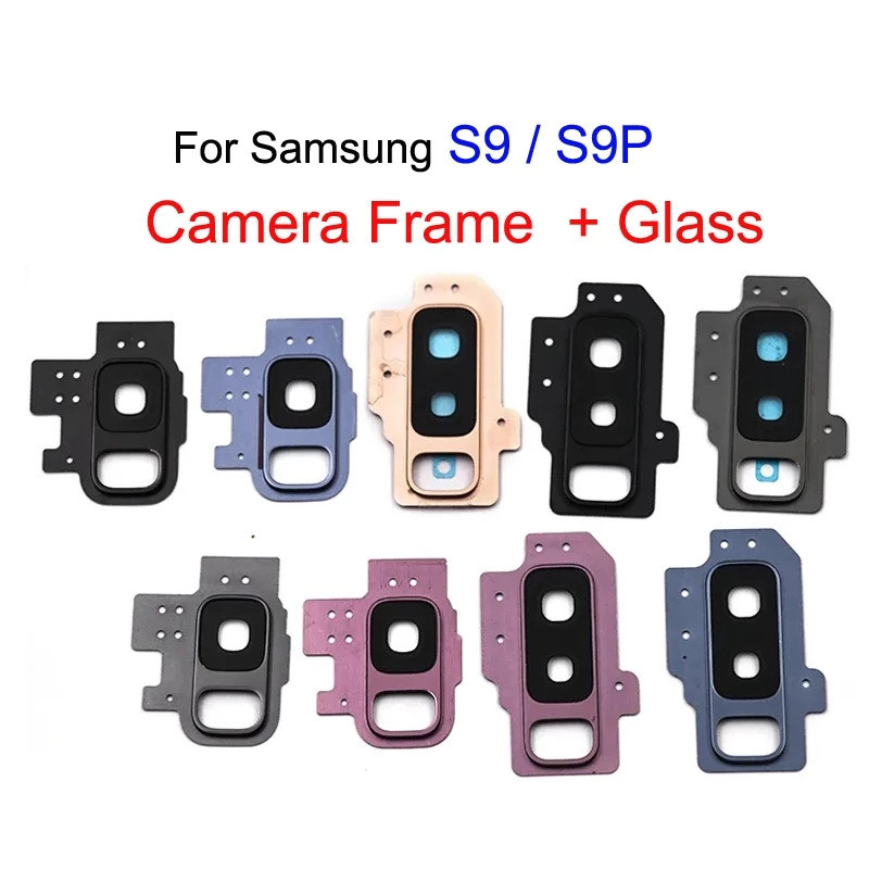 เลนส์กระจกกล้องหลังใหม่พร้อมกรอบฝาครอบวงกลมสําหรับ Samsung Galaxy S9 S9 Plus พร้อมโฆษณา