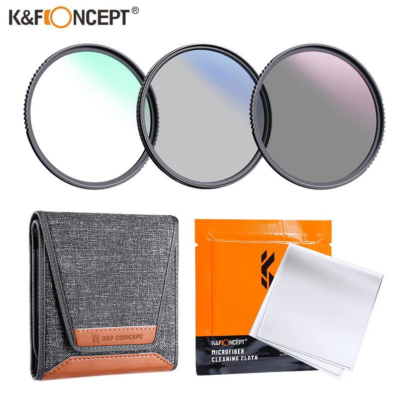 K&F Concept Netural Density ND4 MCUV CPL Camera Filter Kit 49-82mm Circular Polarizer Lens Filter Se