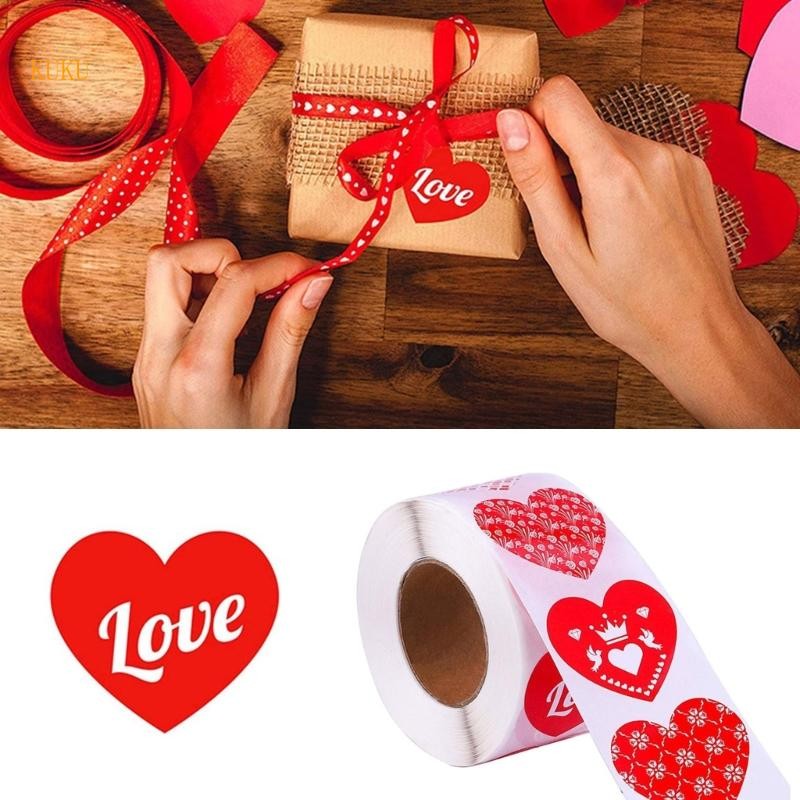 KU * 500pcs Pack Heart สติกเกอร์ 1 นิ้ว 1 5 นิ้ววันวาเลนไทน์ฉลากที่ถอดออกได้ปิดผนึกสติกเกอร์สําหรับ Crafting ตกแต่ง