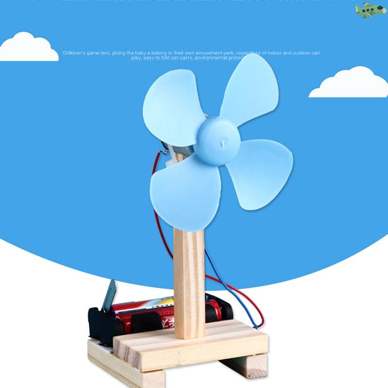 [UNC] 1 ชิ้นสีฟ้า DIY พัดลมไฟฟ้าการทดลองรุ่นฟิสิกส์วิทยาศาสตร์การศึกษาประถมศึกษา TH