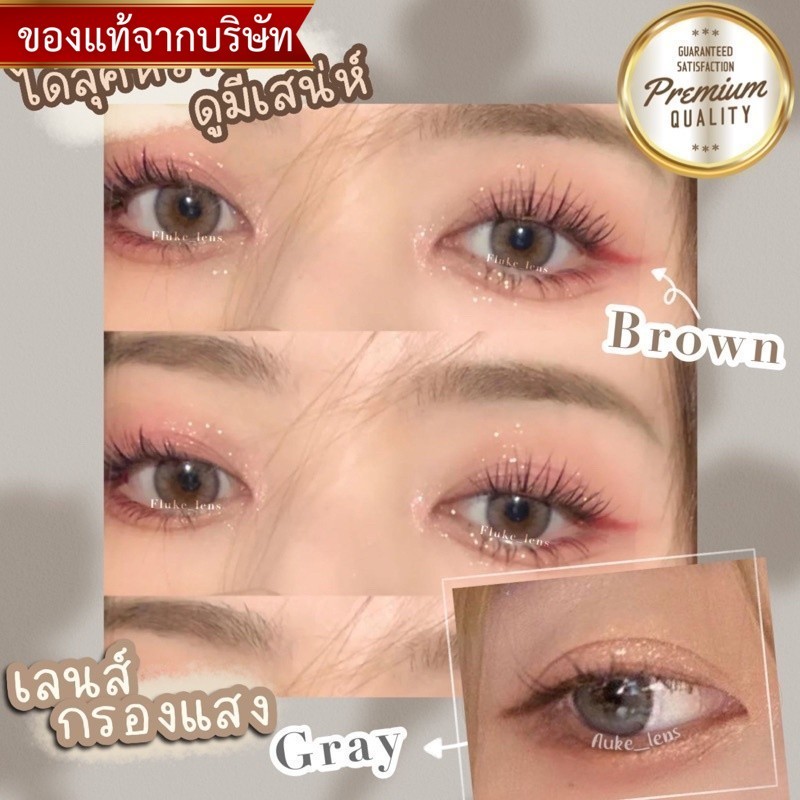เลนส์ใส่สบาย ป้องกันแสง Mini Elite Brown Gray ค่าอมน้ำ55% คอนแทคเลนส์เกาหลี Montra