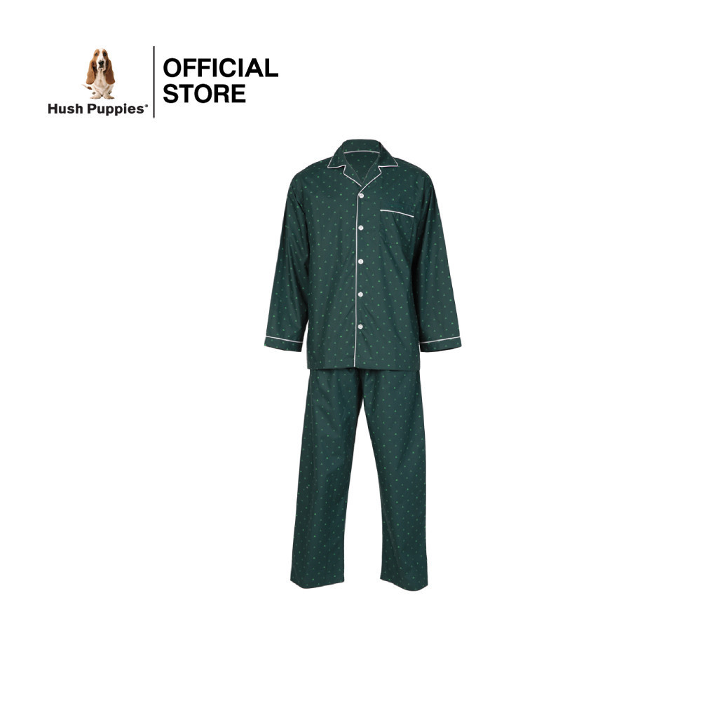 Hush puppies Underwear ชุดนอนผู้ชายแขนยาว Sleepwear รุ่น HU H8B848 Pajama Set - สีเขียว