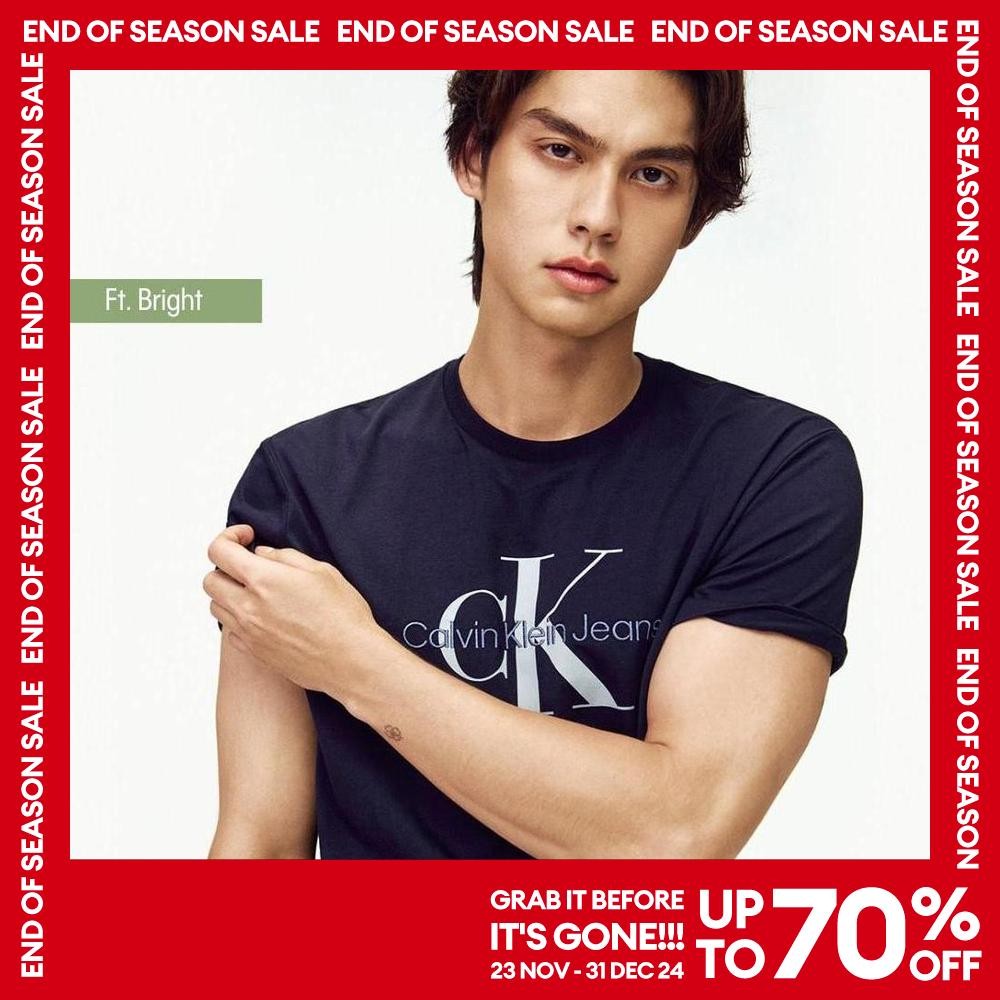 CALVIN KLEIN เสื้อยืดแขนสั้นผู้ชาย Monogram Logo ทรง Regular รุ่น 40EM289 UB1 - สีดำ