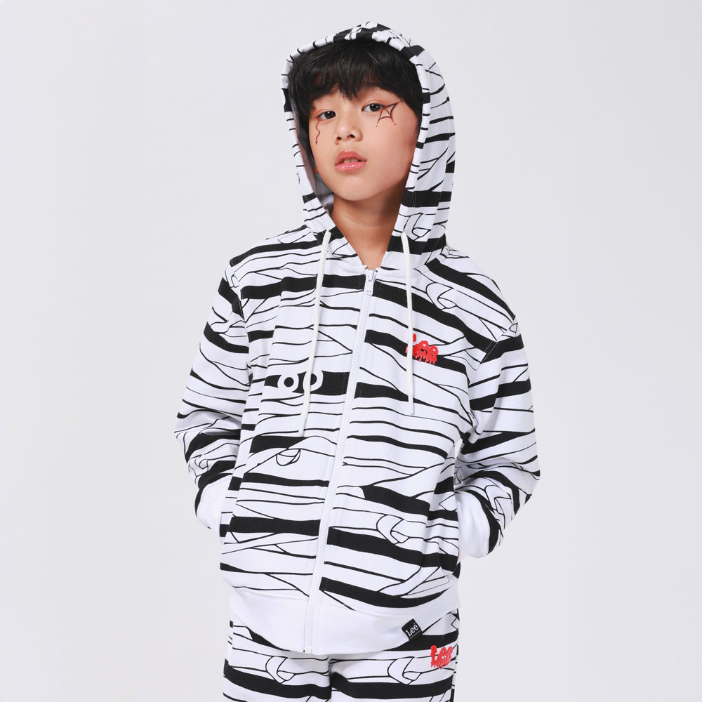LEE KIDS เสื้อฮู้ดดี้มีซิปเด็กผู้ชาย คอลเลคชั่น Halloween รุ่น LK F224BZIPN20 สีขาว