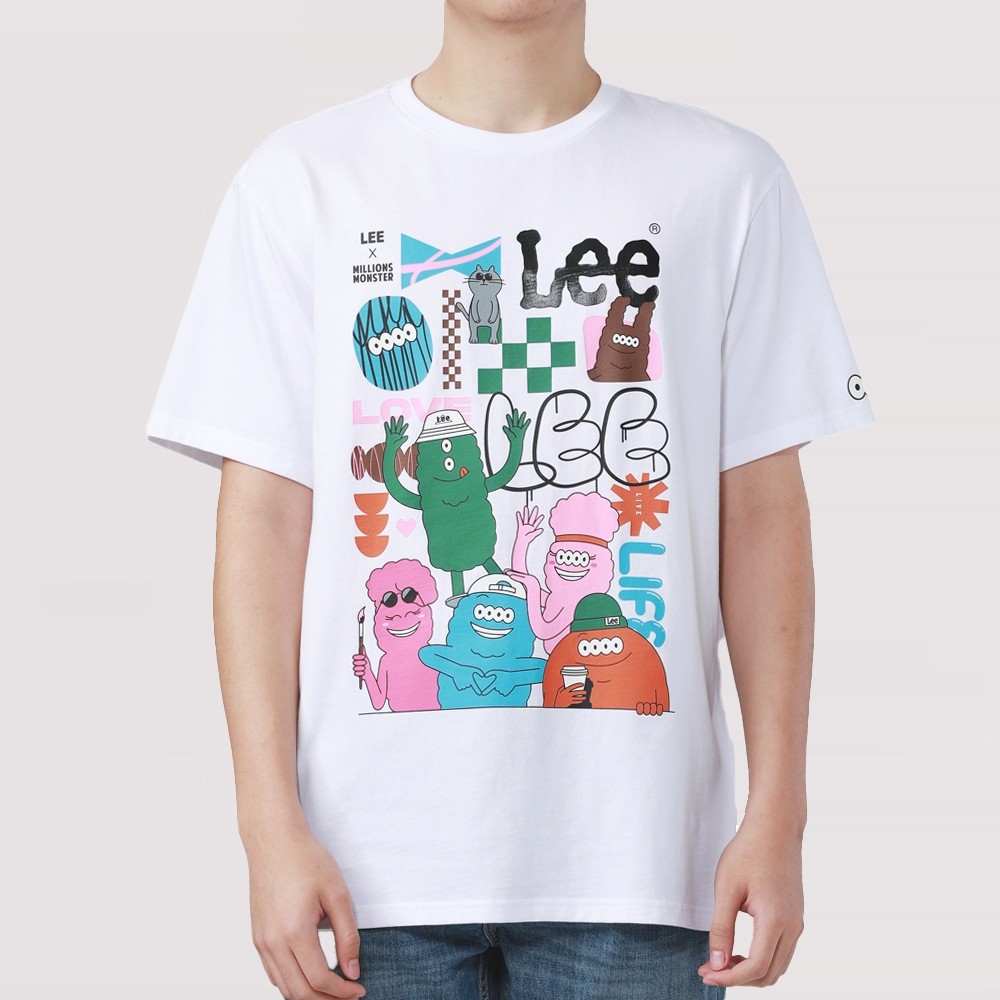LEE เสื้อยืดแขนสั้นผู้ชาย คอลเลคชั่น Lee x MillionsMonster ทรง Comfort รุ่น LE F324MTSSN75 - สีขาว