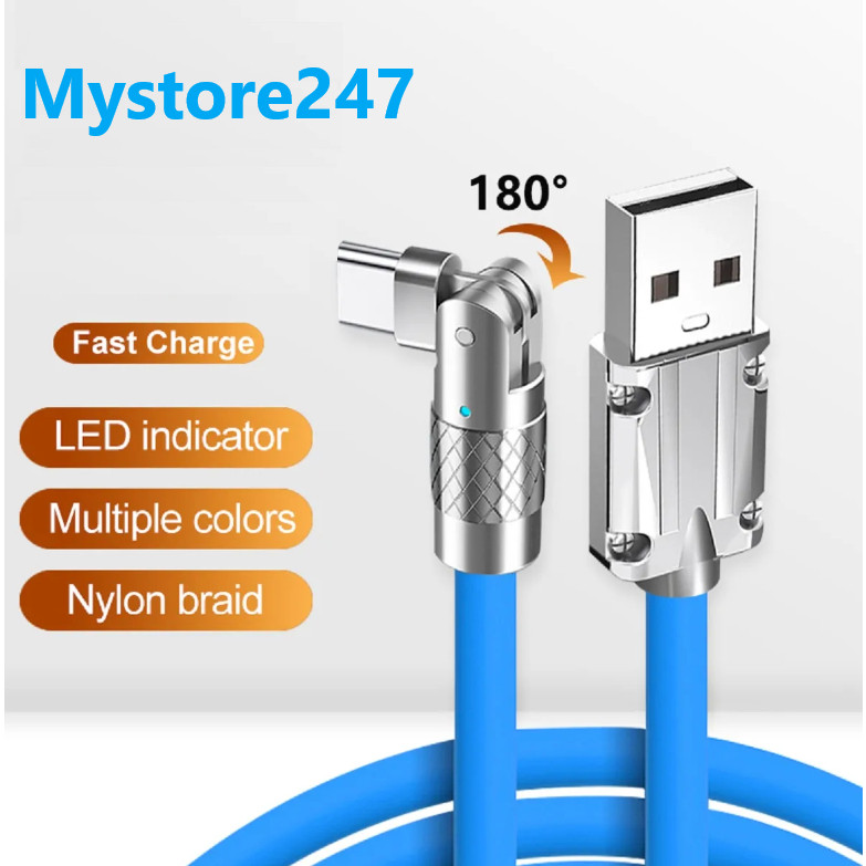 ทนทาน สายชาร์จเร็วสําหรับเล่นเกม สายชาร์จซิลิโคนหมุนได้ 180 องศา สําหรับ Samsung iPhone PK Thai Duon