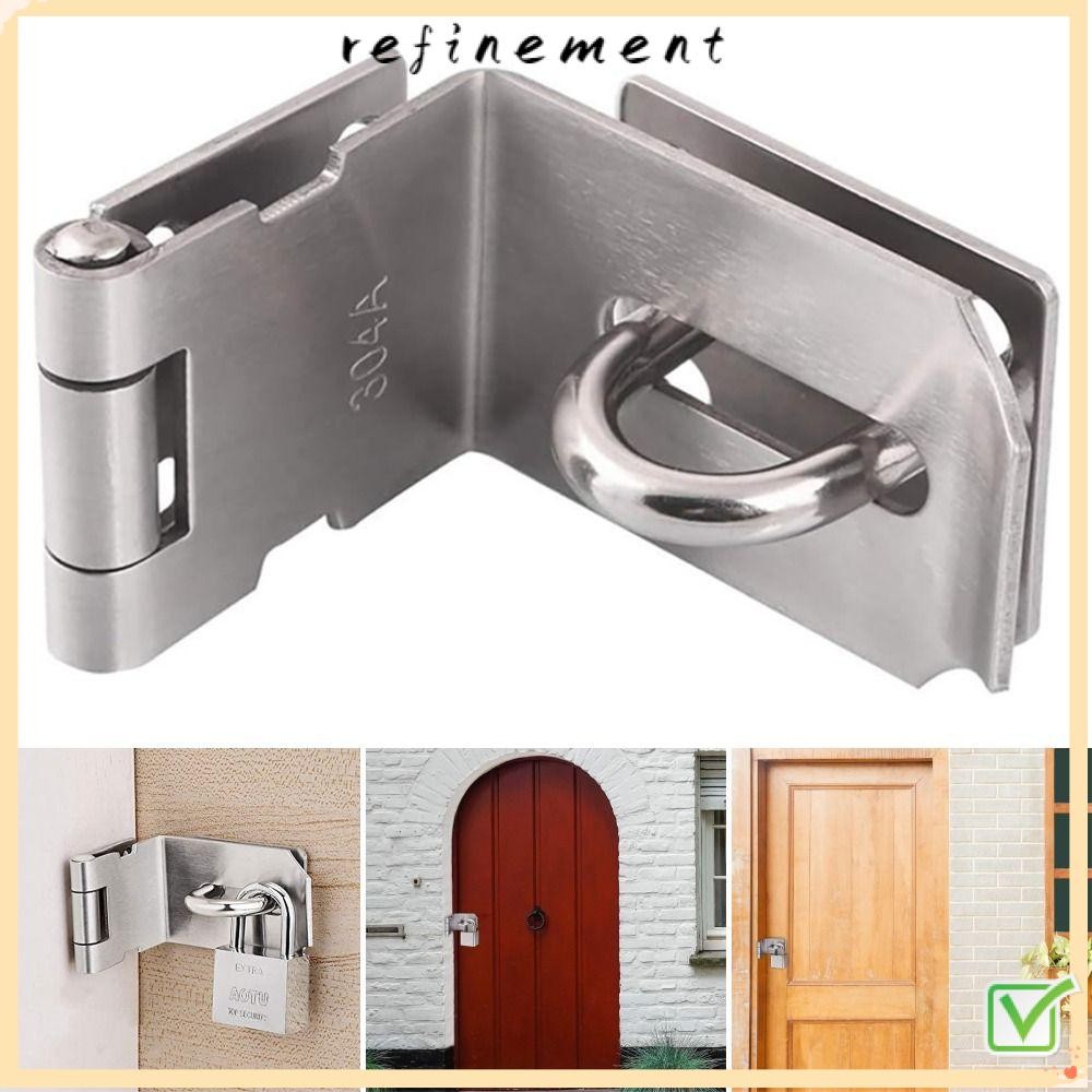 Refinement กุญแจกลอน สแตนเลส 90° ล็อคเข็มกลัดประตูมุมขวา, มัลติฟังก์ชั่นพร้อมสกรูยึดสลักประตูป้องกันขโมยสําหรับลิ้นชักโฮมออฟฟิศ