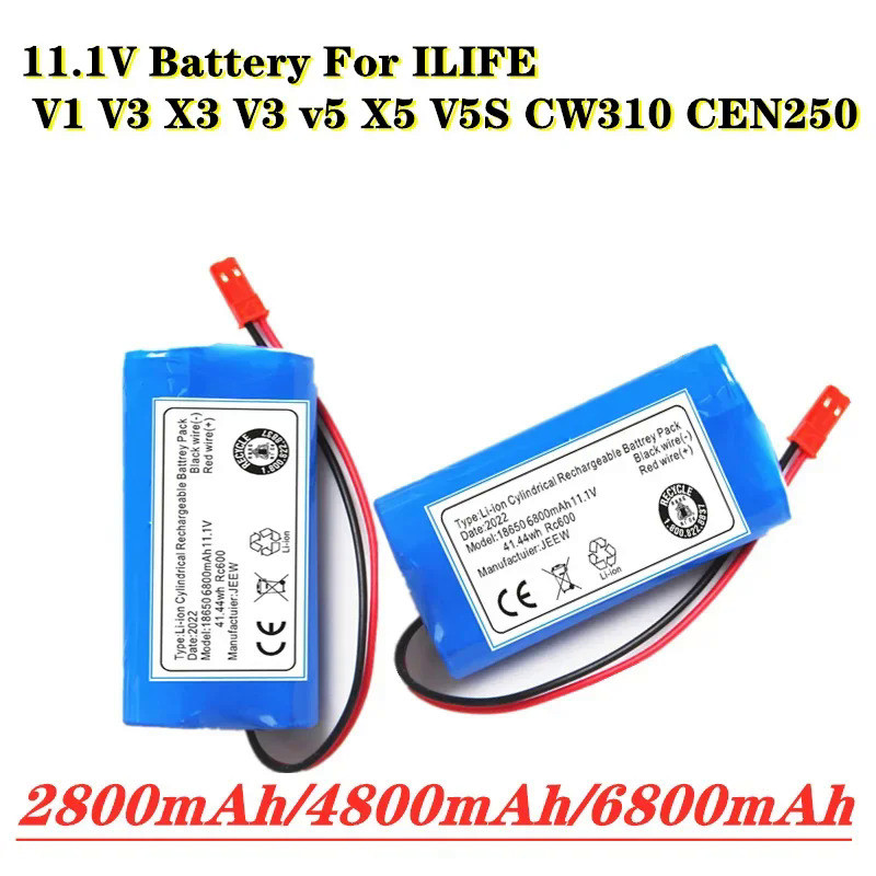 Upgrade 6800mAh 11.1 v Replacement Battery For Ecovacs ilife V1 V3 X3 V3 V5 X5 v5S CW310 CEN250 Robo