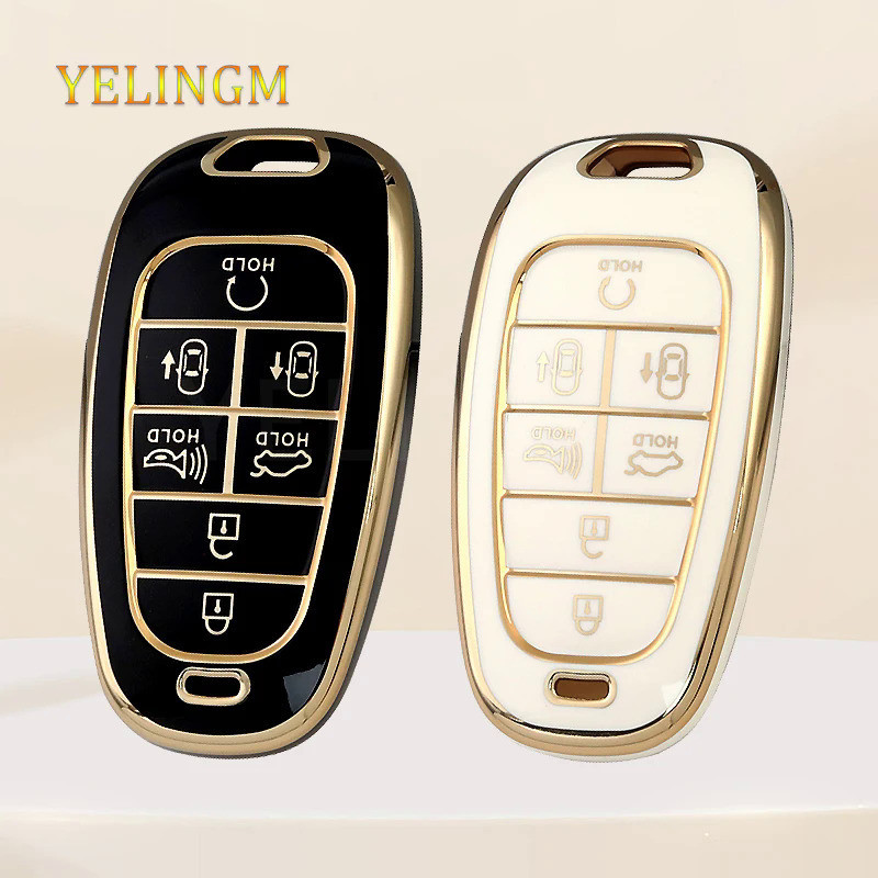 7 Buttons TPU Car Key Case Cover for Hyundai Santa Fe Tucson 2022 Ioniq 5 Atos Prime Solaris 2021 fo