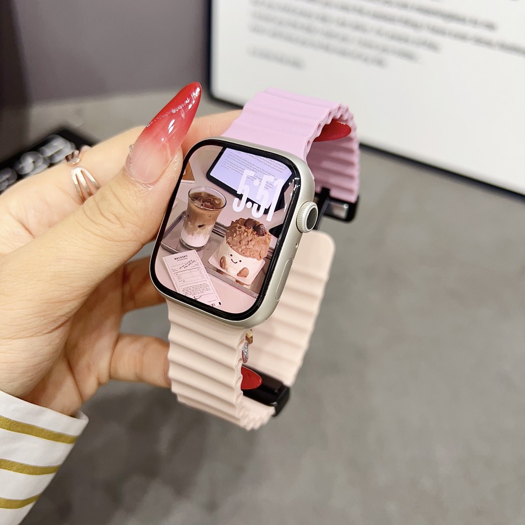 Two Tone Ocean Magnetic Buckle สําหรับ iWatch Series 10/9/8/7/6/5/4/3/2/1/Se/Ultra/Ultra 2 ขนาด 38-49 มม. สายนาฬิกา