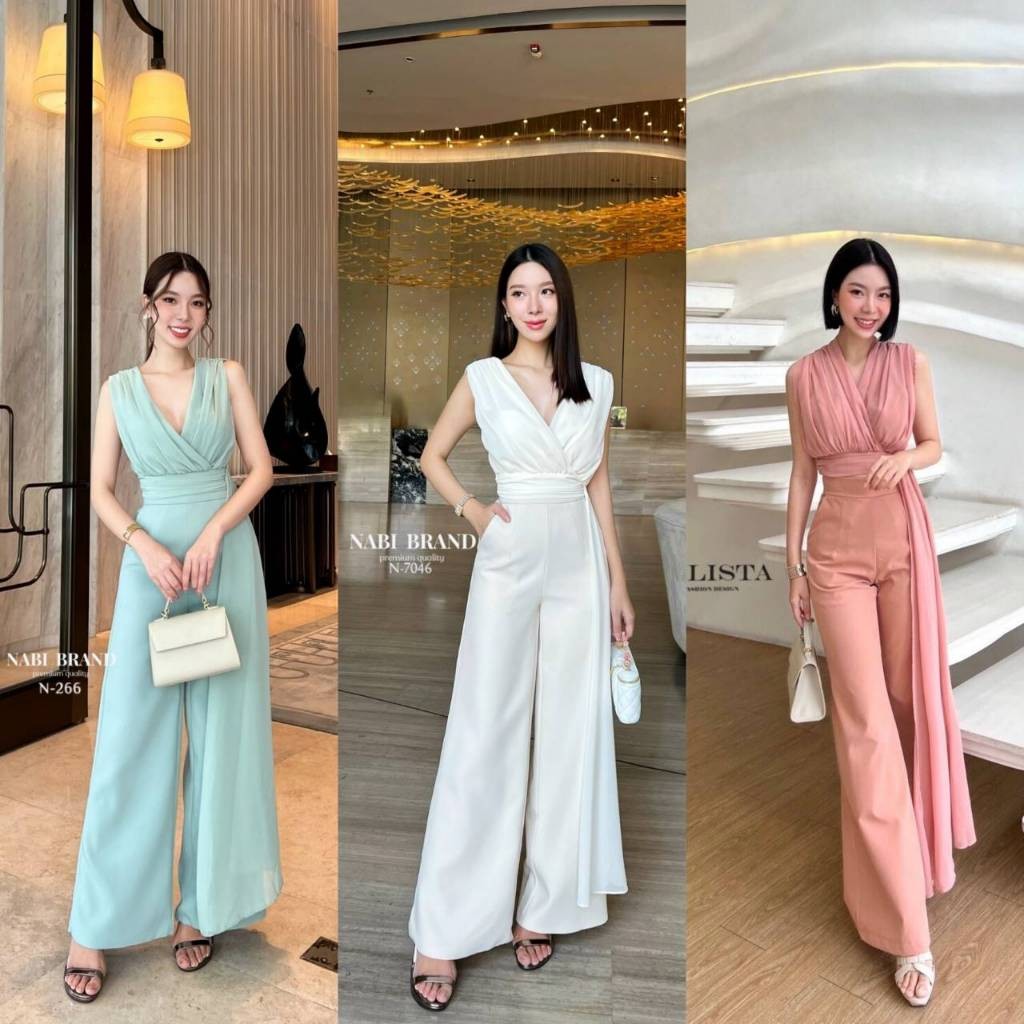 (xs-xl) (พร้อมส่ง) Nabi&Mabel13 ชุดเซท มีฟองน้ำกางเกงขายาวทรงกระบอกใหญ่ งานซิบหลังและมีซับในทั้งชุด 