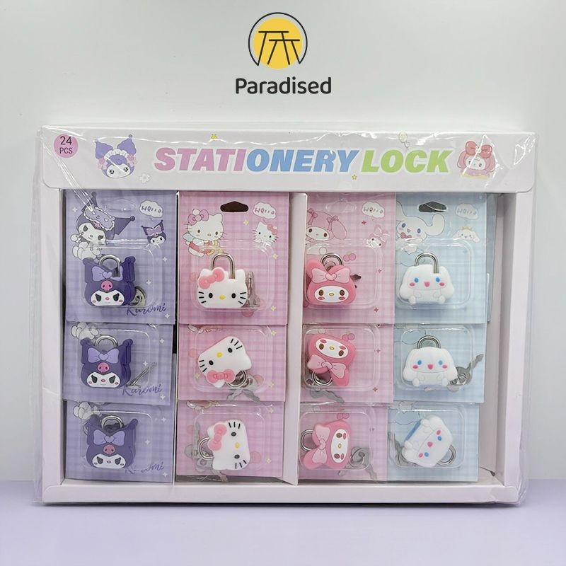 น่ารักการ์ตูน Sanrio กุญแจล็อคเครื่องเขียนแบบพกพาล็อคนักเรียนหอพักมินิตู้ล็อคParadised