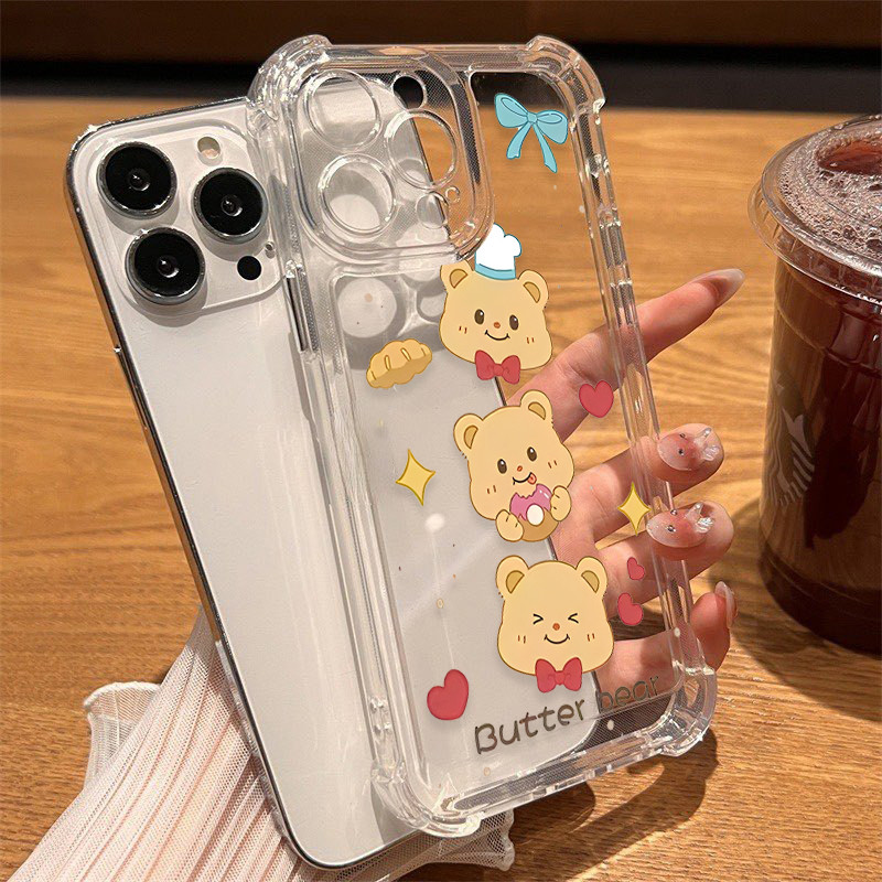 MAX เคสโทรศัพท์มือถือแบบใส กันกระแทก หมีสวยfor 7 Plus X/XR 11/13/12/14/15 Plus เคสโทรศัพท์