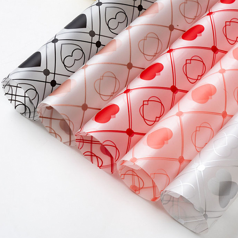 20 แผ่น 56x56 ซม. กระดาษบรรจุภัณฑ์ดอกไม้หัวใจรัก Frosted ดอกไม้โปร่งใส DIY วัสดุกระดาษห่อ - รูปที่ 3