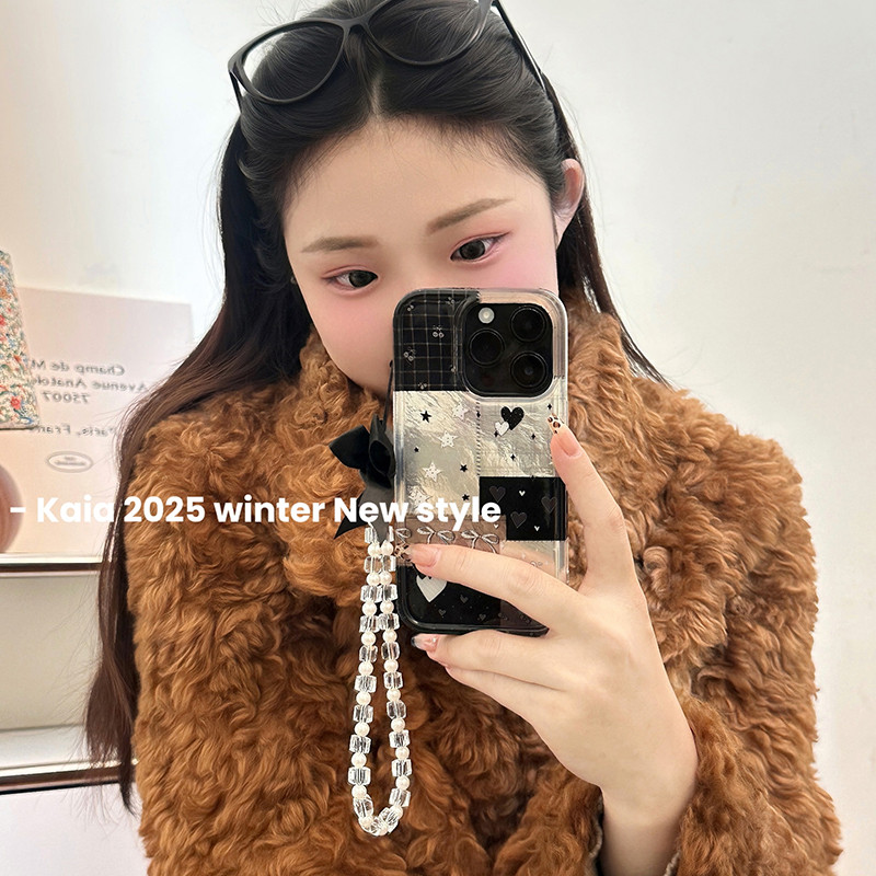 Huiwanju love star splicing ลายสก๊อตสําหรับ iphone16promax เคสโทรศัพท์มือถือ Apple 13 ใหม่ 15promax สองชั้น 14 Apple 16pro เคสโทรศัพท์มือถือผู้หญิง