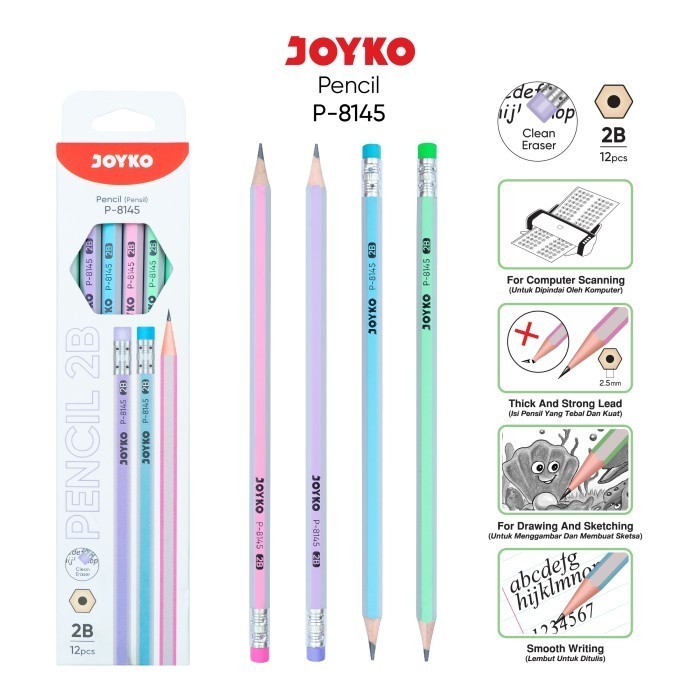 ดินสอ P-8145 Joyko 2B ดินสอ 1 กล่อง 12 ชิ้น