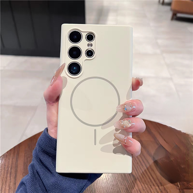 SAMSUNG ใหม่ลูกอมสีซิลิโคนเหลวแม่เหล็กกรณีโทรศัพท์สําหรับ ซัมซุง ส25 ส24 ส23อัลตร้านุ่มปลอกบางแม่เหล็กปก