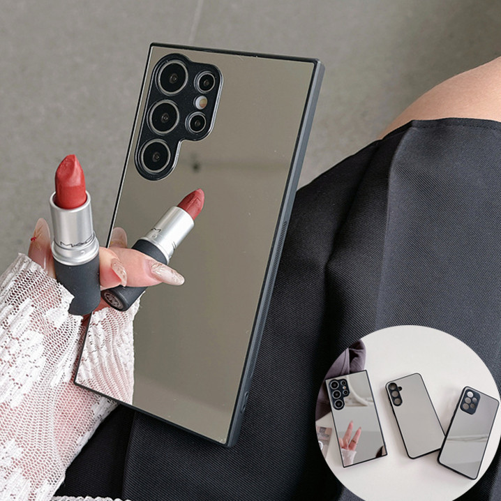 หรูหราแต่งหน้ากระจกเคสโทรศัพท์สําหรับ Samsung Galaxy S24 S25 S23 FE S22 Plus หมายเหตุ 20 Ultra S20FE A54 A55 ฝาครอบ