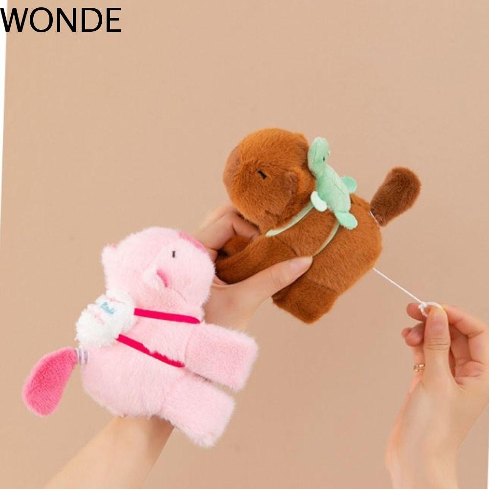 Wonde Slap สร้อยข้อมือ Series, Capybara Rodent กระดิกหางตุ๊กตาตุ๊กตา Slap สร้อยข้อมือ, ตุ๊กตาสัตว์หมุนได้จําลอง Soft Capybara Plush สายรัดข้อมือของขวัญวันเกิด