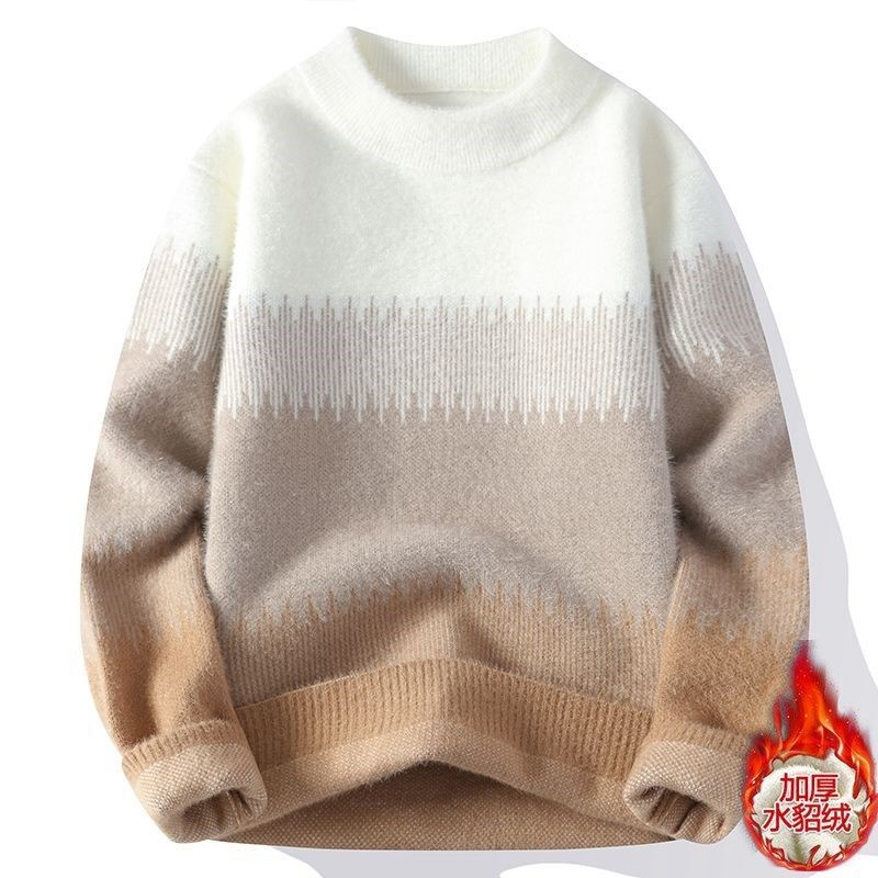 เลียนแบบ Mink ขนแกะเสื้อกันหนาวฤดูใบไม้ร่วงฤดูหนาวหลวม Slimmer ดูนุ่มสบายหนาล็อคอุณหภูมิใน ราคา ถูกที่สุด ดีลบีเคเค