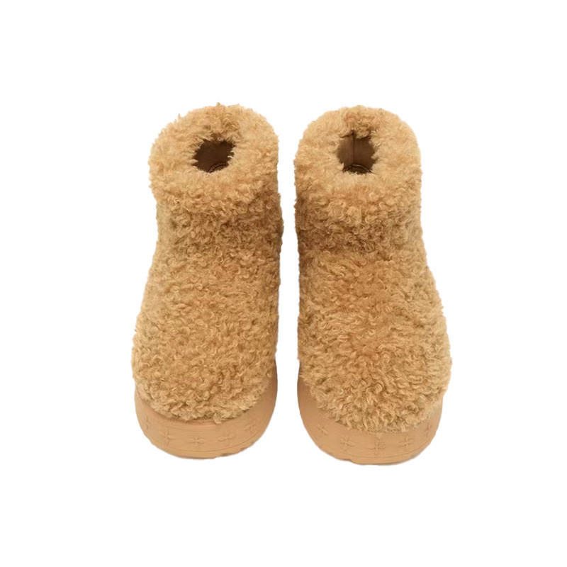 4MUQ SMFK Wuli Fluffy Short Boots23Winter Versatile Plush Faux Fur Low Boots Snow Boots for Women